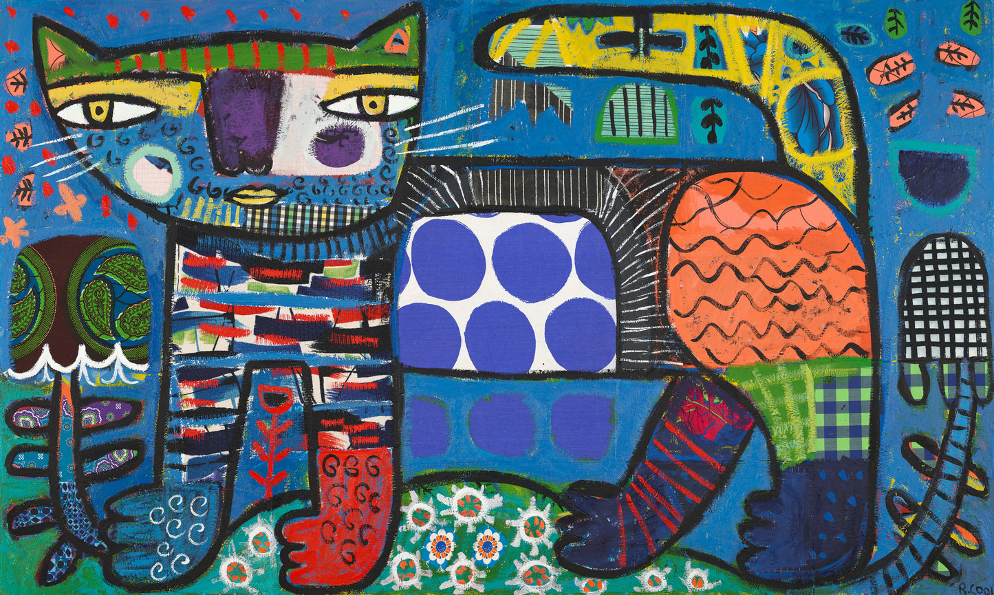 キャンバスに描いた絵画、92x152cm