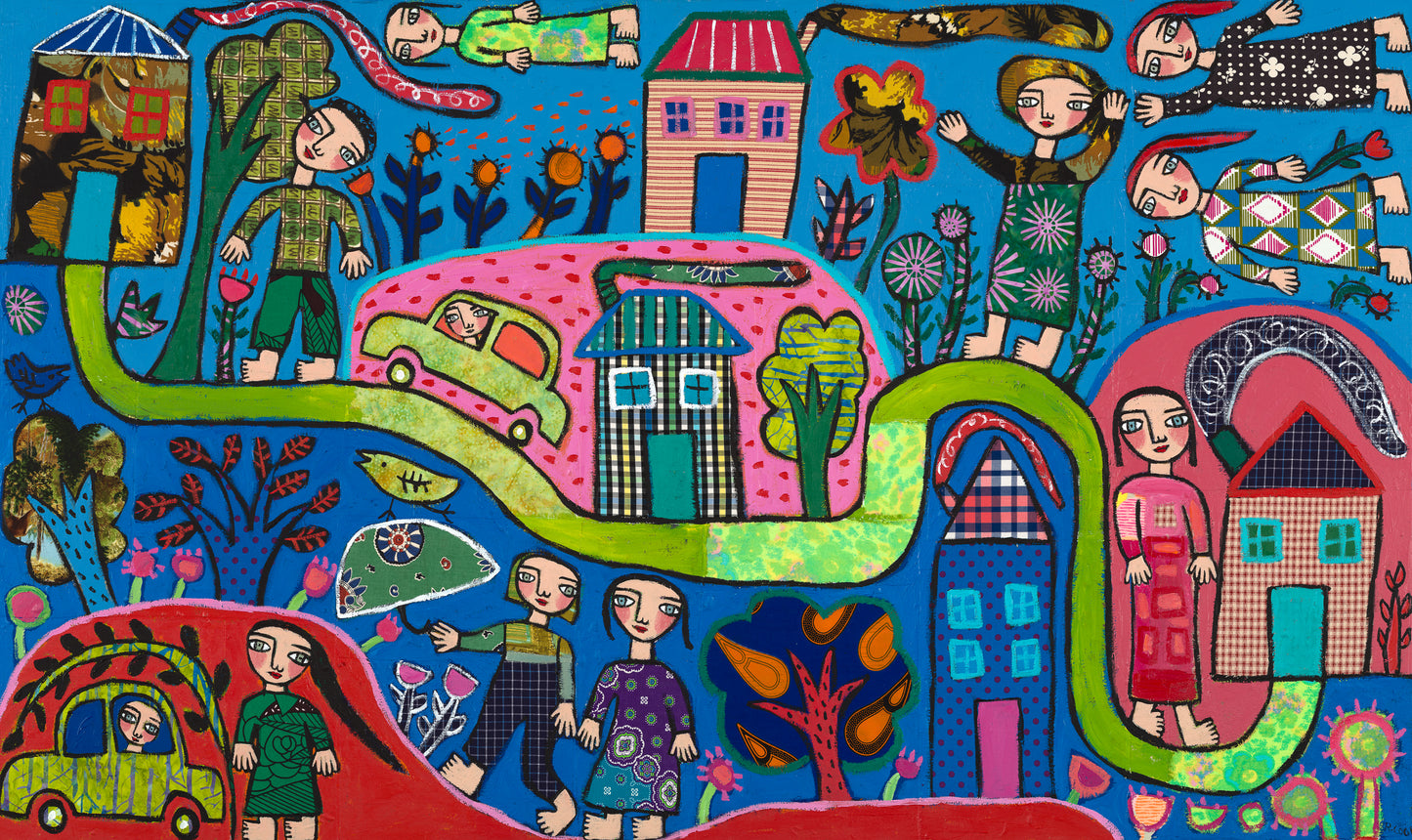 キャンバスに描いた絵画、92x152cm