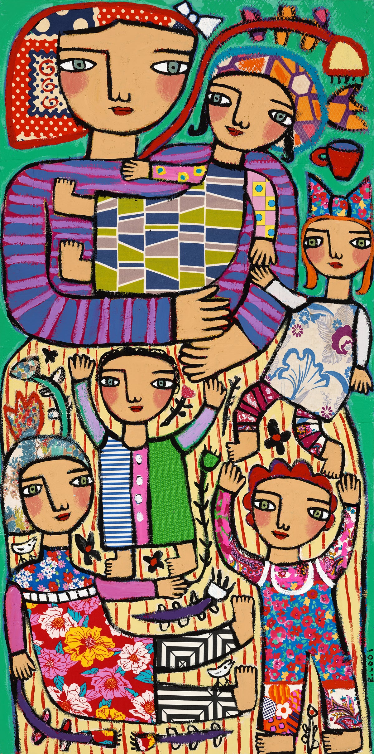Mother and Five Children, 122x61cm