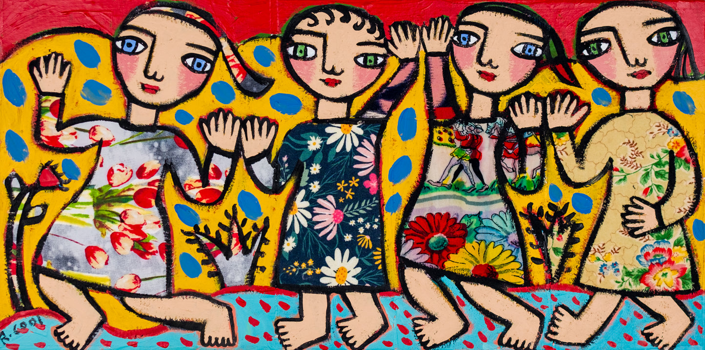 キャンバスに描いた絵画、25x51cm