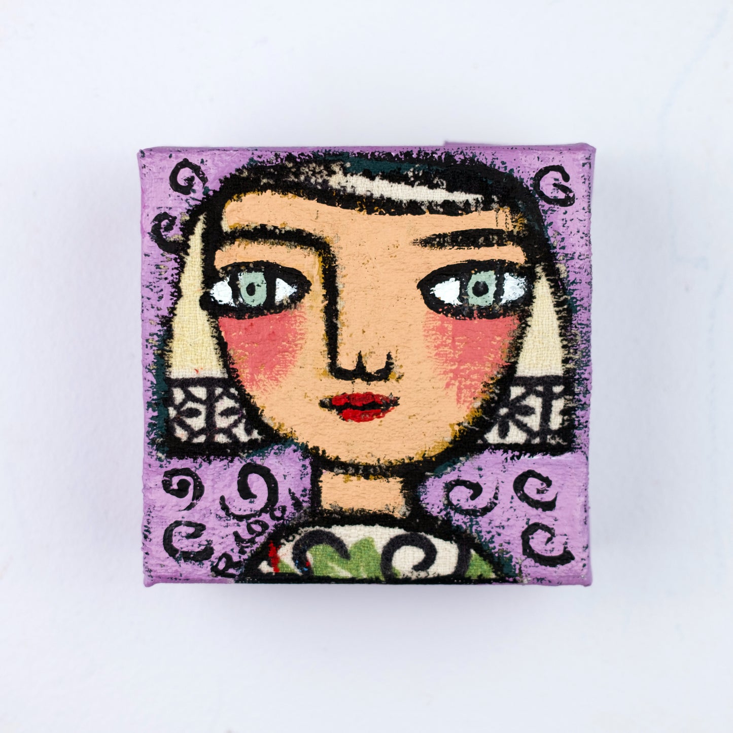 Woman by Lilac Walls, 10x10cm