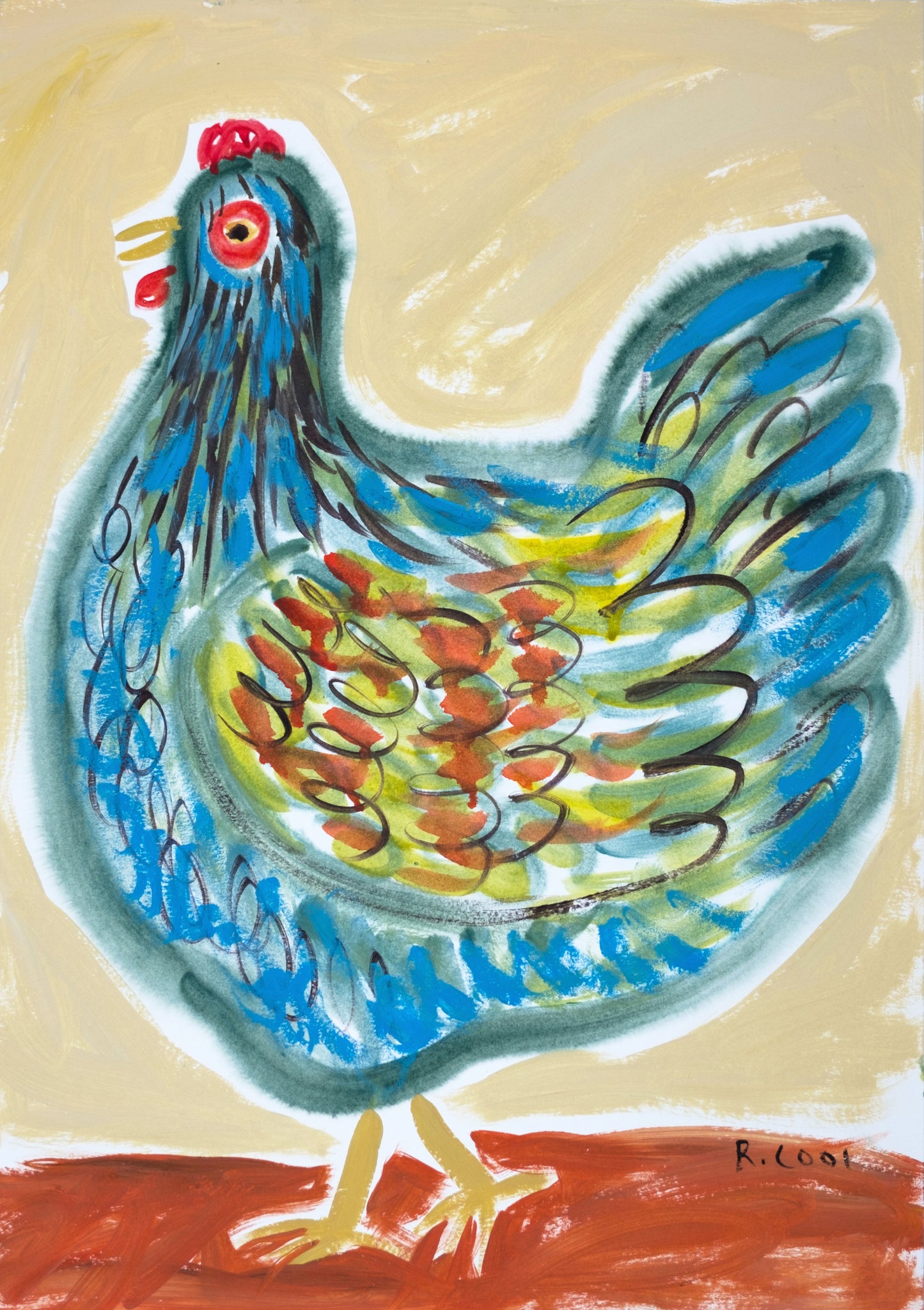 French Blue Copper Maran, 42x30cm