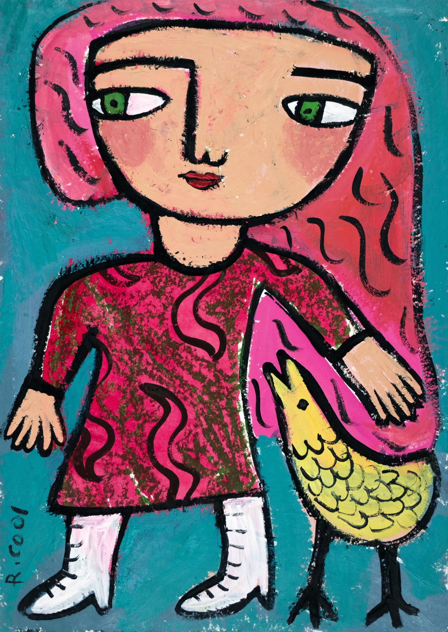 Girl with Bird I, 30x21cm
