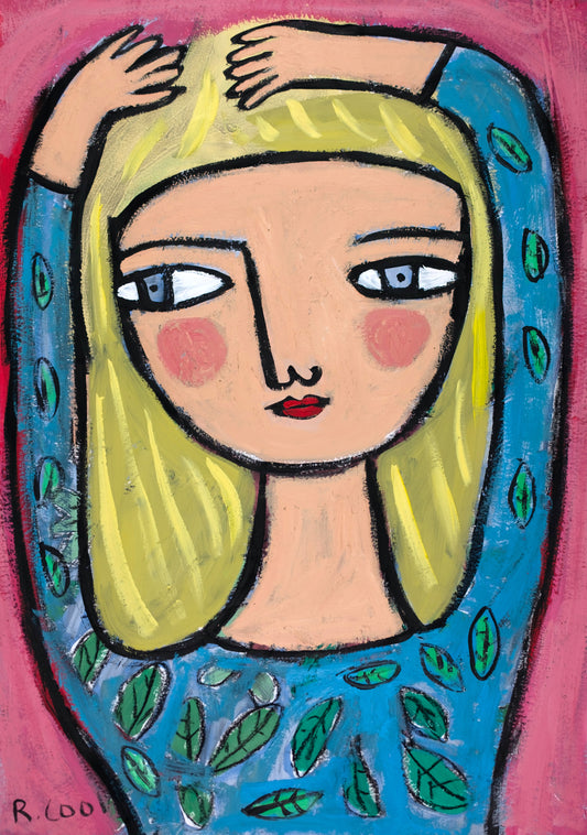 Blonde with Leaves, 42x30cm