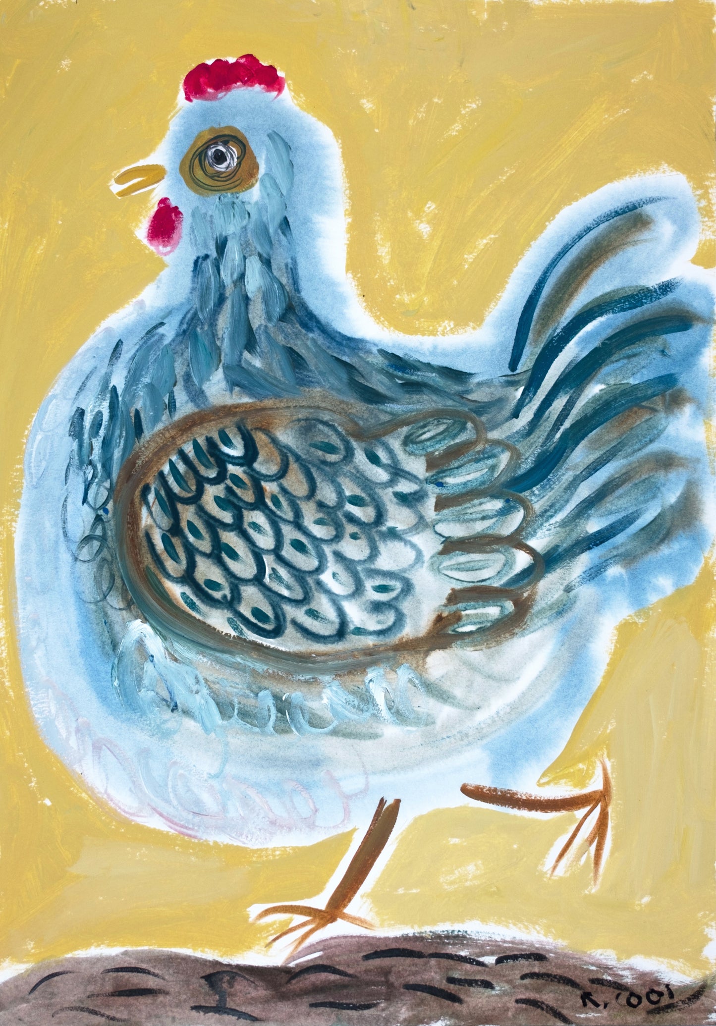 Blue Laced Wyandotte, 42x30cm