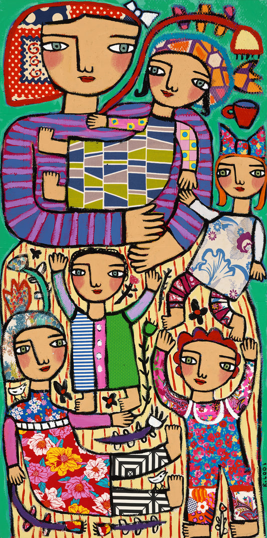 Mother and Five Children, 122x61cm