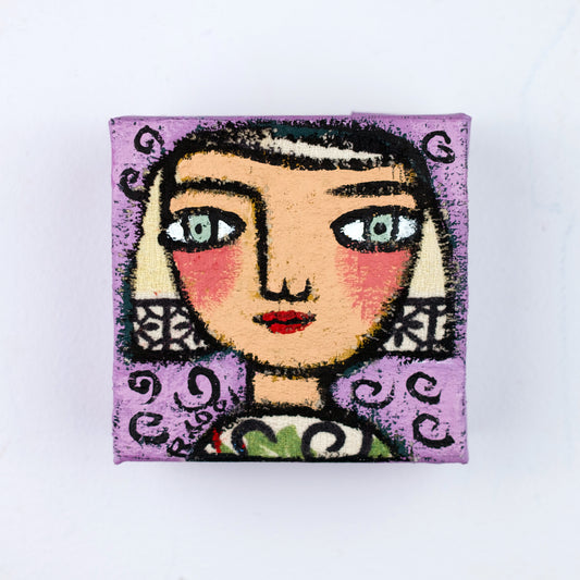 Woman by Lilac Walls, 10x10cm