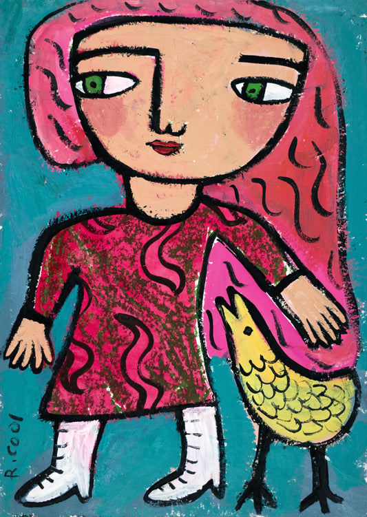 Girl with Bird I, 30x21cm