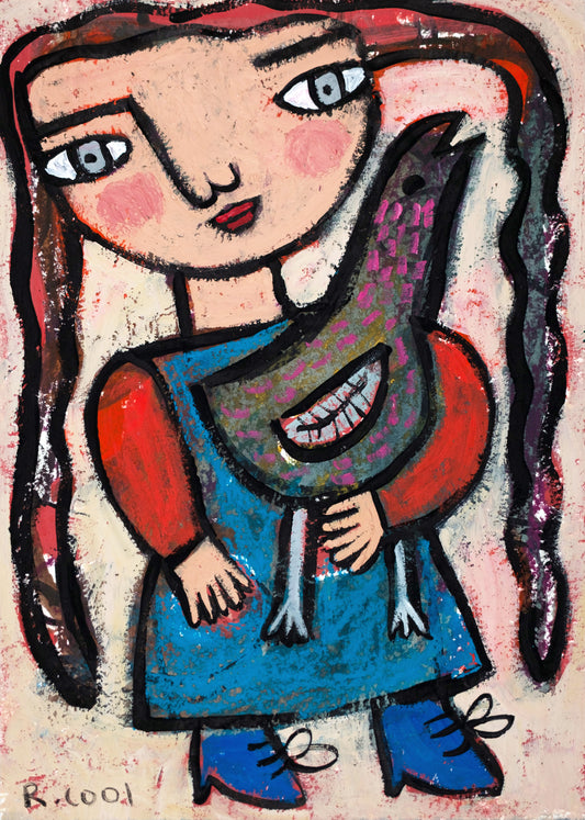 Girl with Bird II, 30x21cm