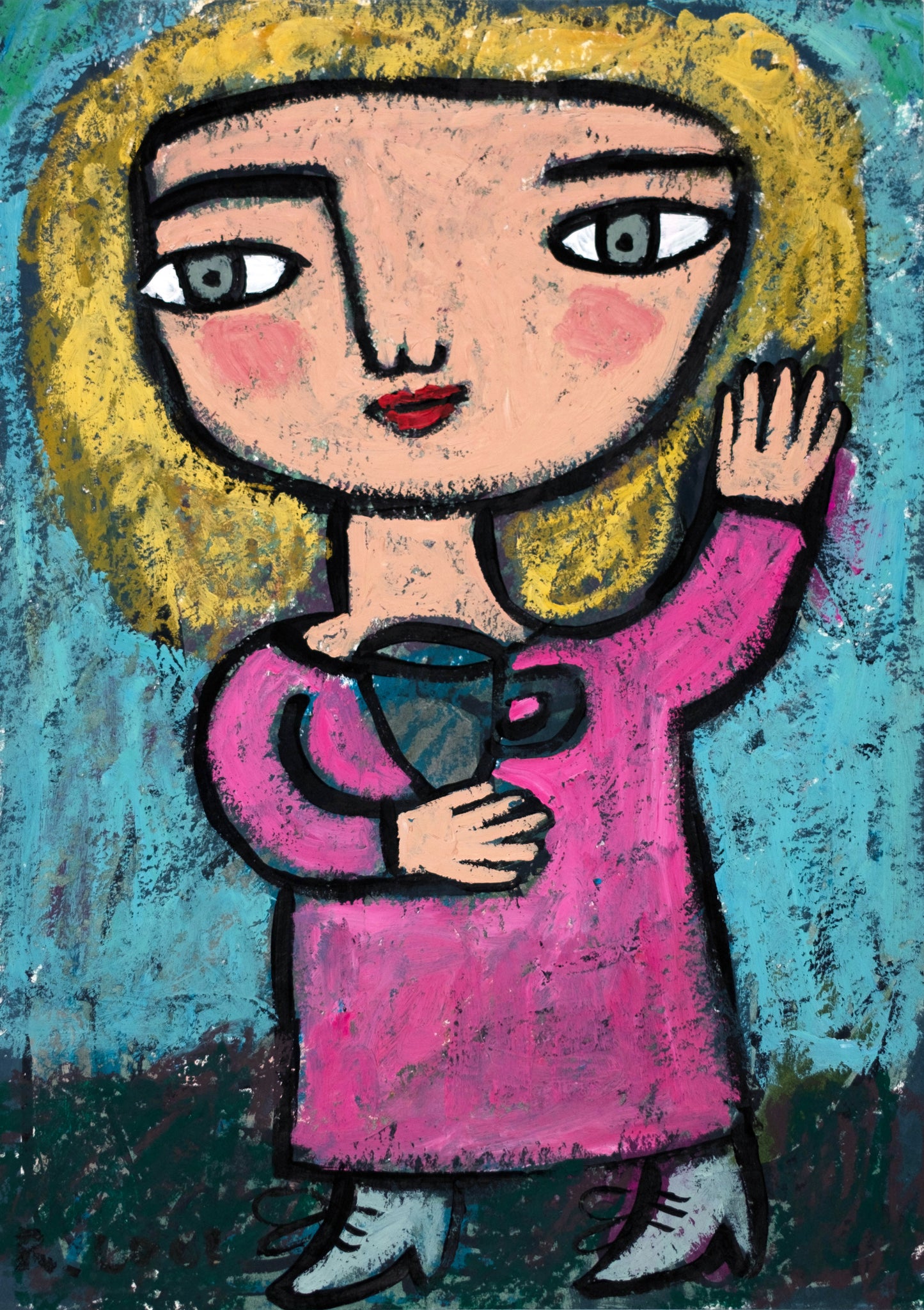 Girl with Teacup, 30x21cm