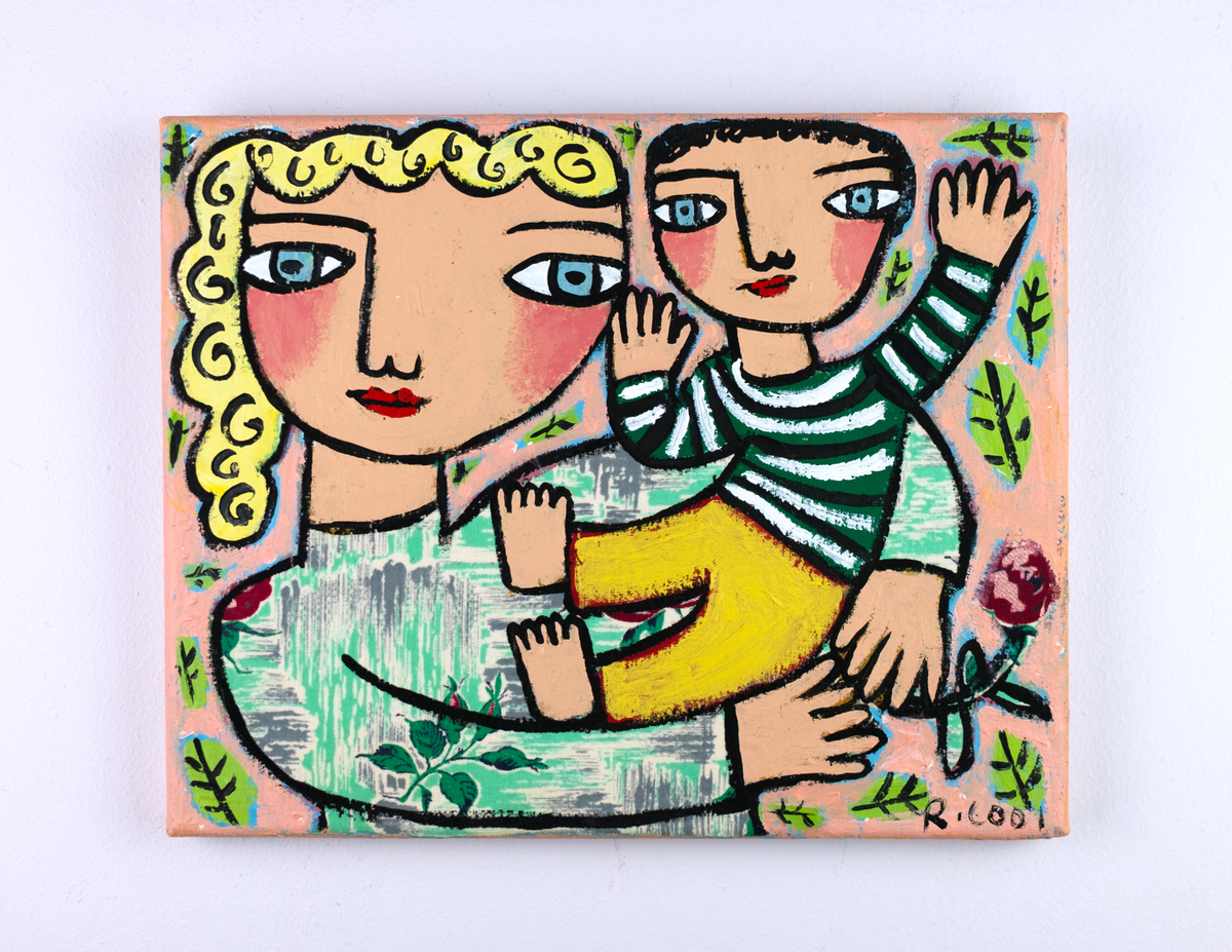 Mother with Son and Rose, 20x25cm