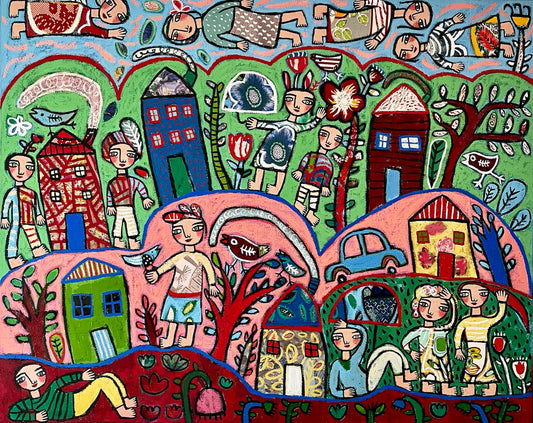 キャンバスに描かれた絵画、152x92cm